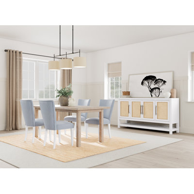 Lana Dining Set With Four Leg Table And Striped Side Chairs by Birch Lane