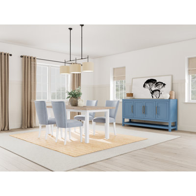 Lana Dining Set With Four Leg Table And Striped Side Chairs by Birch Lane