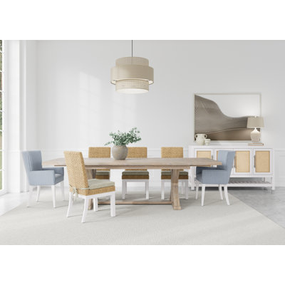 Lana Trestle Dining Table Set With Armchairs And Woven Chairs by Birch Lane