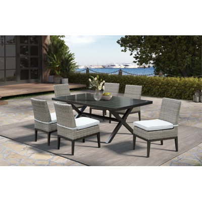 Dunham Rectangular 80" Long Dining Set with Cushions by Birch Lane